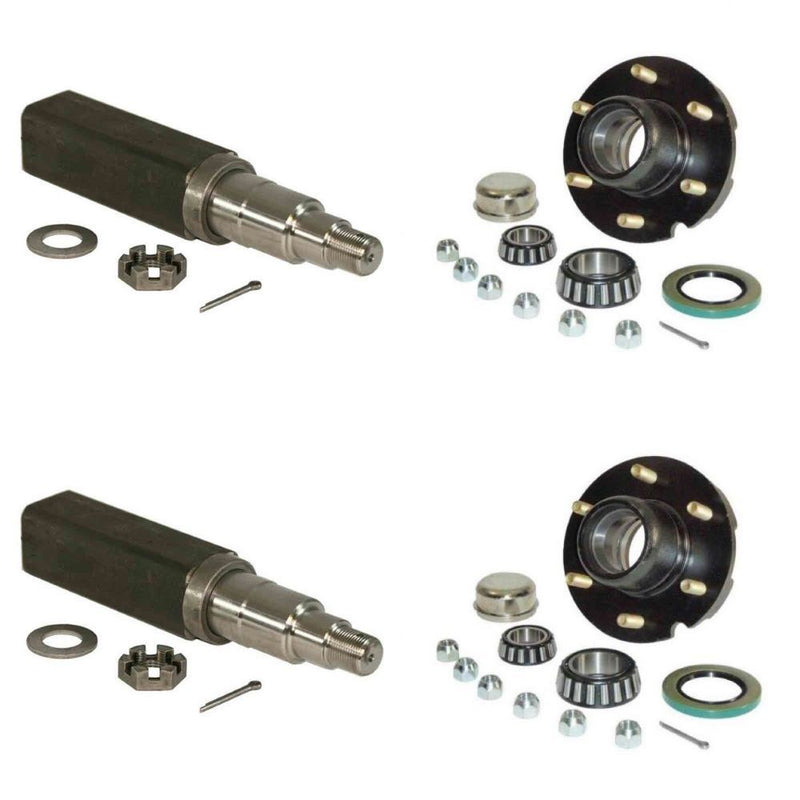 Load image into Gallery viewer, Trailer Axle Kit - 6000# - (two) 6 on 5 1/2&quot; Hub Assembly with (two) Axle Spindles For 1-3/4 To 1-1/4 I.D. Bearings - 3,000 lbs. Capacity
