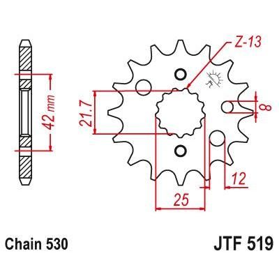 JT Sprockets Front Steel Countershaft Sprocket 17 Tooth 17T 530 Chain For Kawasaki Vulcan 800 VN800A A3-A11 1997-2005 JTF519.17