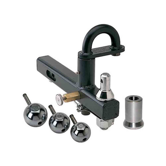 Cushioned Pintle Hook with Interchangeable Nickel Plated Trailer HItch Balls for 2 Inch Receiver