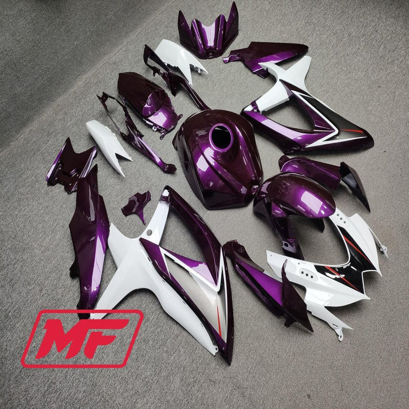 Load image into Gallery viewer, Monster Fairings Full Kit Suzuki GSXR600-750 08-10 Purple And White + Windshield + Gas Tank Cover
