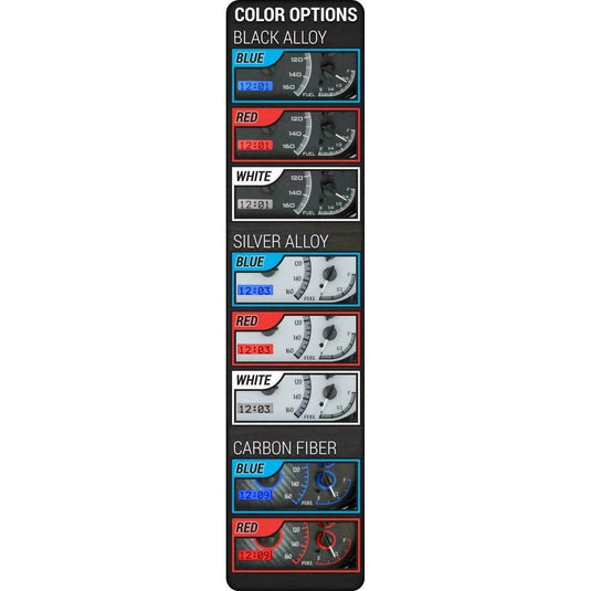 Dakota Digital Universal 3 Round Analog Gauge System Black Blue Kit VHX-1013