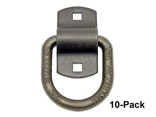 Forged 1/2 Inch Forged D-Ring With 2-Hole Mounting Bracket - 10-Pack