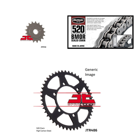 520 BMOR Chain Natural,Front & Rear Sprocket Kit KAWASAKI EX500D Ninja 1994-2009