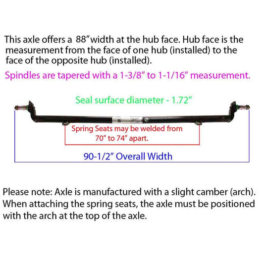 3,500 lb. Drop Axle Tube with 88 Inch Hub Face