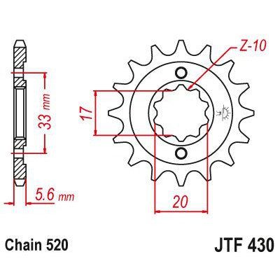 JT Sprockets Front Steel Countershaft Sprocket 12 Tooth 12T 520 Chain JTF430.12