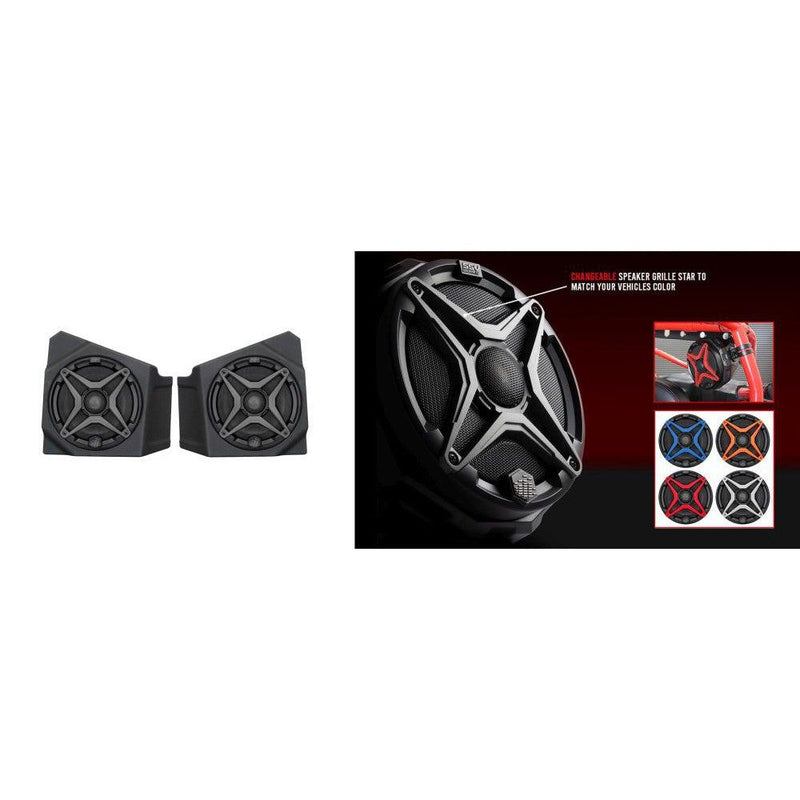 Load image into Gallery viewer, SSV Works Front Kick 6.5&quot; Speaker Pods With Grey Grilles For Kawasaki KRF1000 20-22
