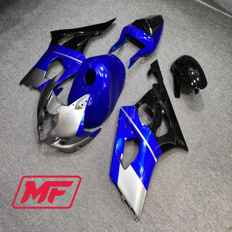 Load image into Gallery viewer, Monster Fairings Full Kit Suzuki GSXR600 03-04 Blue Silver and Black + Windshield + Gas Tank Cover
