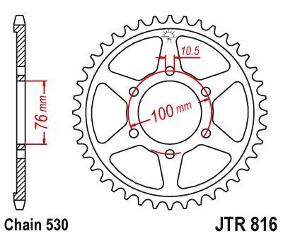 Load image into Gallery viewer, JT Sprockets Rear Steel Sprocket 38 Tooth 38T 530 Chain JTR816.38
