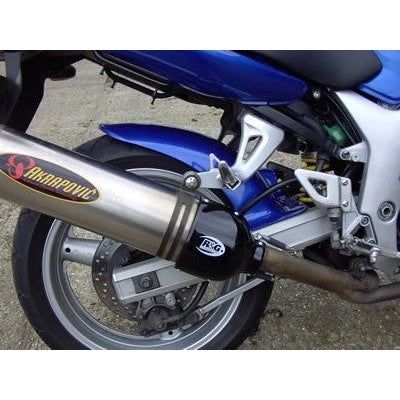 R&G Racing Black Oval Exhaust Protector Can Cover For 2004-2007 Aprilia Pegaso 650 Factory