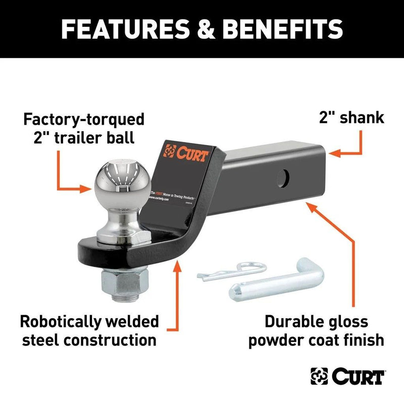 Load image into Gallery viewer, CURT Manufacturing - Ball Mount w/ 2 Inch Ball - 2 Inch Shank - 2 Inch Drop - Includes Hitch Pin &amp; Clip
