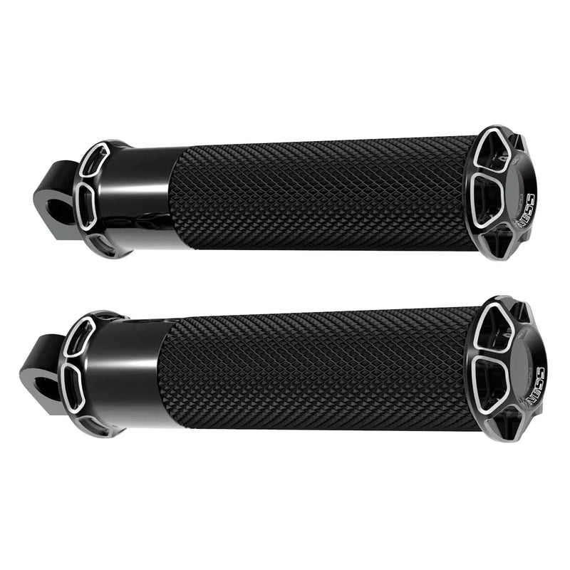 Load image into Gallery viewer, Arlen Ness Beveled Black Fusion Male Mount Foot Pegs for Harley or Metric New
