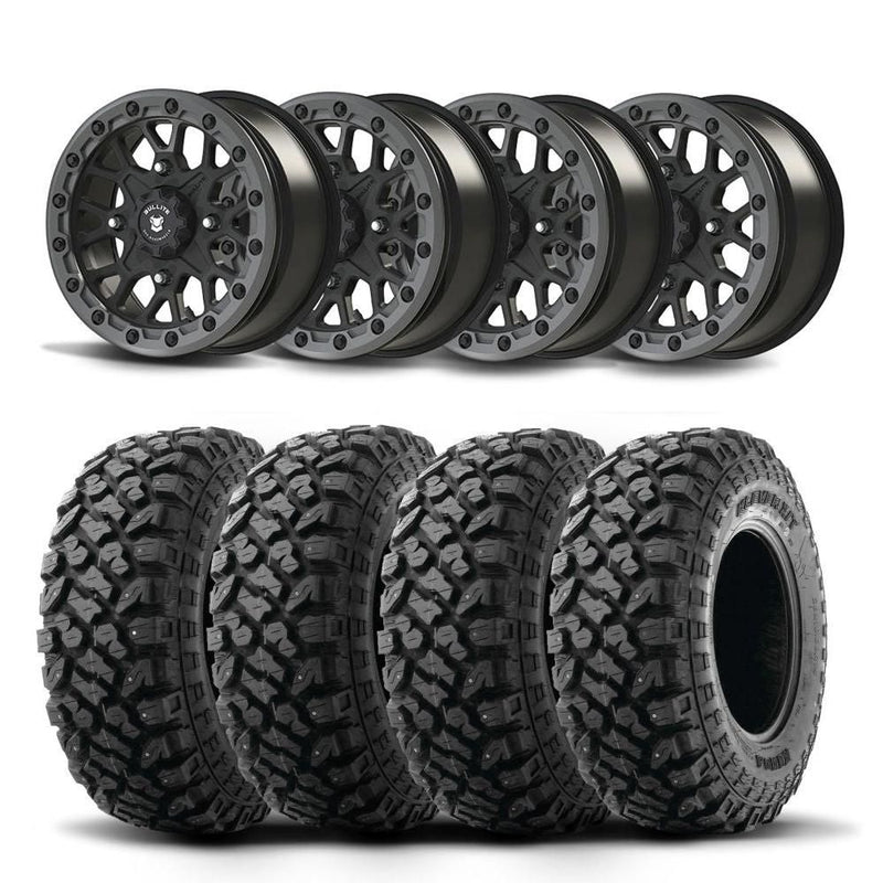 Load image into Gallery viewer, Set of Four Bullite Rider Wheels 14&quot; Gray And Kenda K3204R Klever XT Tires [28x10R-14]
