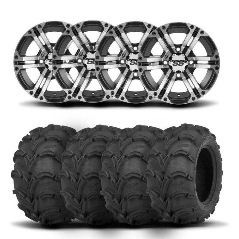Load image into Gallery viewer, ITP SS212 14&quot; Machined Black Wheels And Mud Lite Tires [28x12-14]
