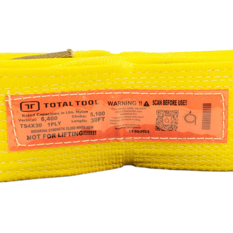 Load image into Gallery viewer, Heavy Duty Nylon Strap - 4 inch Wide x 30 feet Long - 35,000 lbs. Breaking Strength
