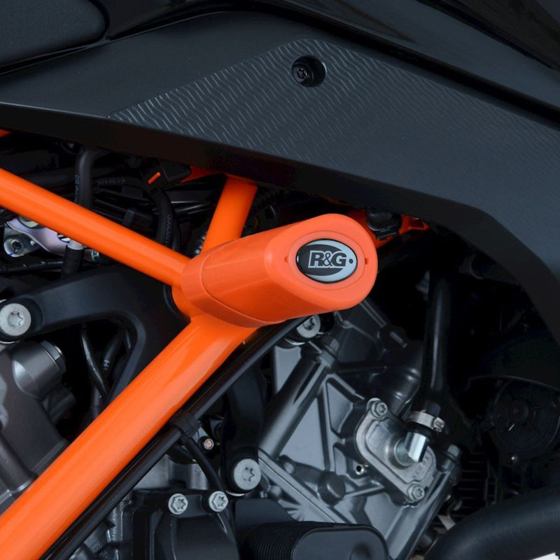 Load image into Gallery viewer, R&amp;G Racing Orange Aero Style Crash Protection Bobbins For 2014-2019 KTM 1290 Super Duke R
