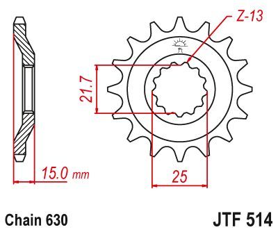 Load image into Gallery viewer, JT Sprockets Front Steel Sprocket 15 Tooth 15T 630 Chain JTF514.15
