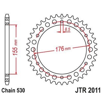 JT Sprockets Rear Steel Sprocket 42 Tooth 42T 530 Chain For Triumph Daytona 955i 1999-2006 JTR2011.42