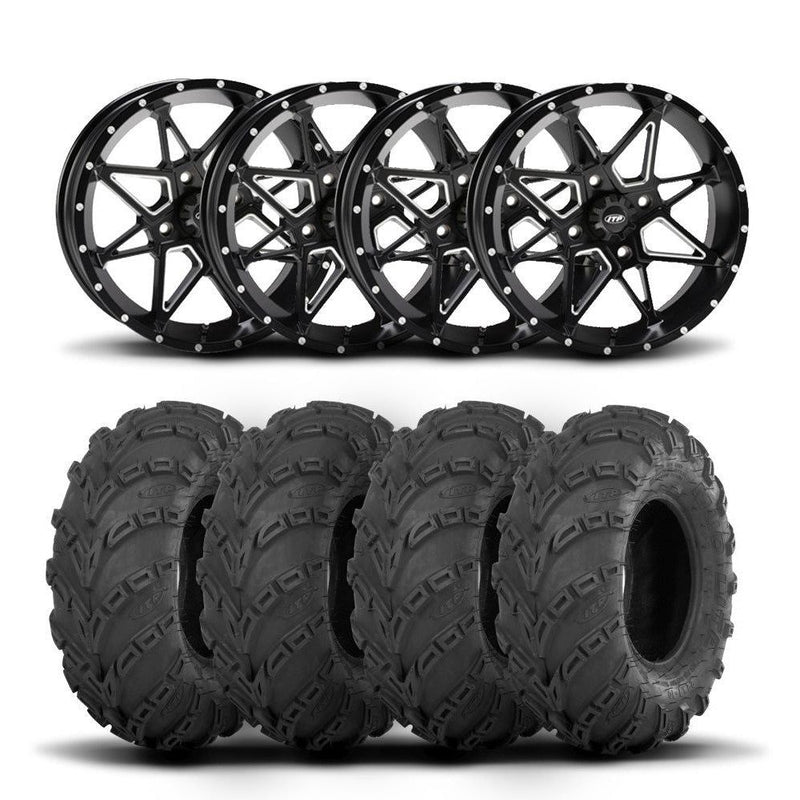 Load image into Gallery viewer, ITP Tornado 14" Matte Black Wheels And Mud Lite Tires [27x10-14]
