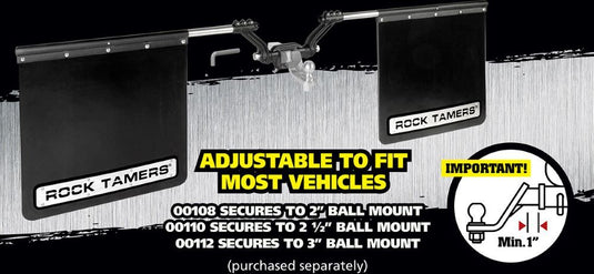 Rock Tamers Mud Flap System for 2 Inch Receiver Ball Mount