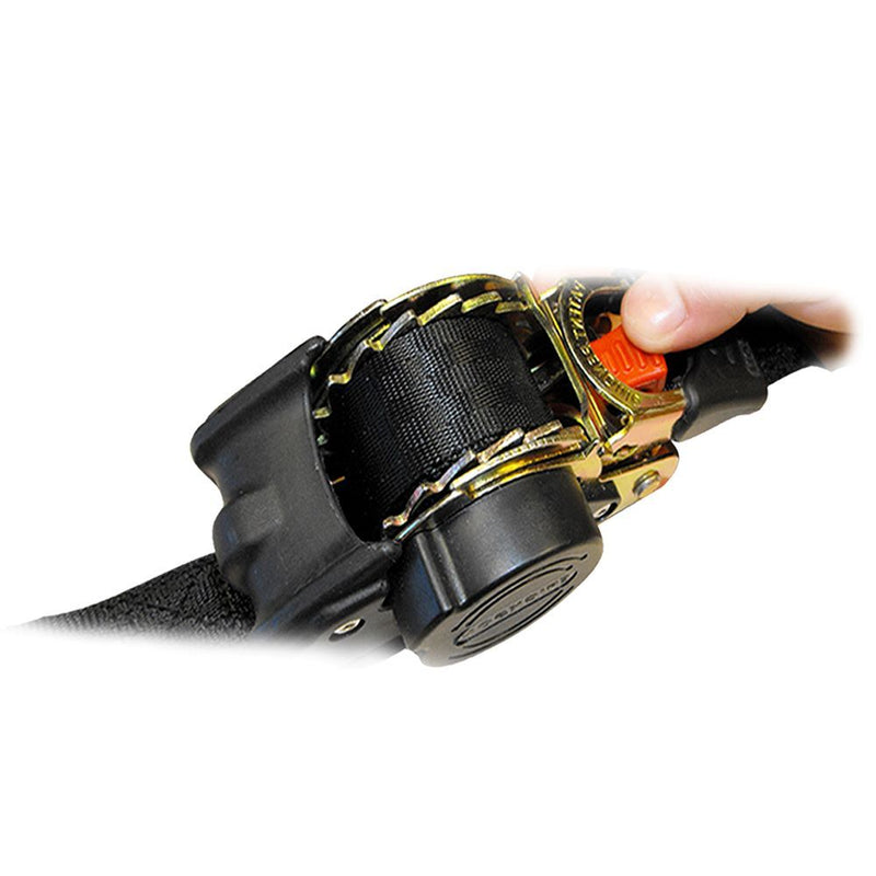 Load image into Gallery viewer, Pair of Bolt-On Retractable Ratcheting Transom Tie-Downs - 2 Inch x 5.5 Inch

