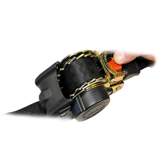 Pair of Bolt-On Retractable Ratcheting Transom Tie-Downs - 2 Inch x 5.5 Inch