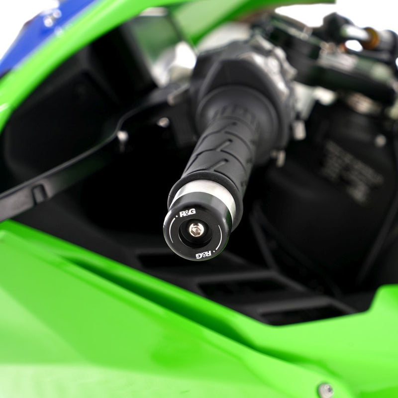 Load image into Gallery viewer, R&amp;G Racing Black Bar End Sliders For 2015-2019 Kawasaki Ninja ZX10R ZX1000
