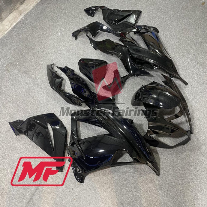 Monster Fairings Full Kit Kawasaki ZX-6R 13-18 Gloss Black + Windshield + Gas Tank Cover