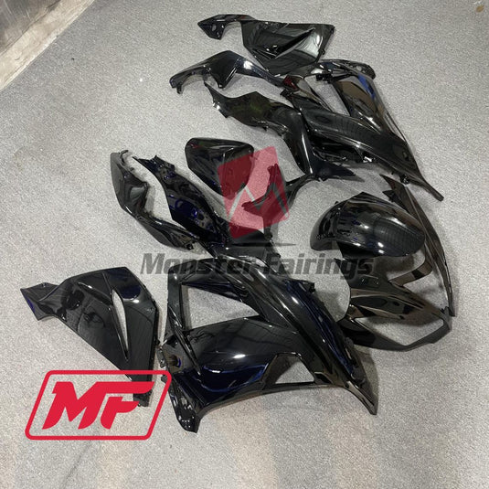 Monster Fairings Full Kit Kawasaki ZX-6R 13-18 Gloss Black + Windshield + Gas Tank Cover