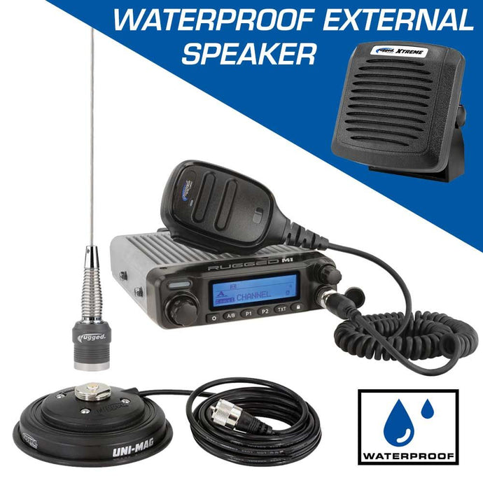 Rugged Radios Adventure Radio Kit - M1 Waterproof Powerful Business Band Mobile Radio Kit and External Speaker RK-M1-V-SPK