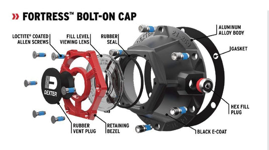 Fortress Complete Aluminum Oil Cap Replacement Kit For Dexter 9,000-12,000 lb. Axles, Bolt-On (sold each)