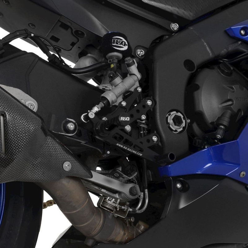 Load image into Gallery viewer, R&amp;G Racing Black Adjustable Rearsets For 2019-2024 Kawasaki Ninja ZX6R ZX636
