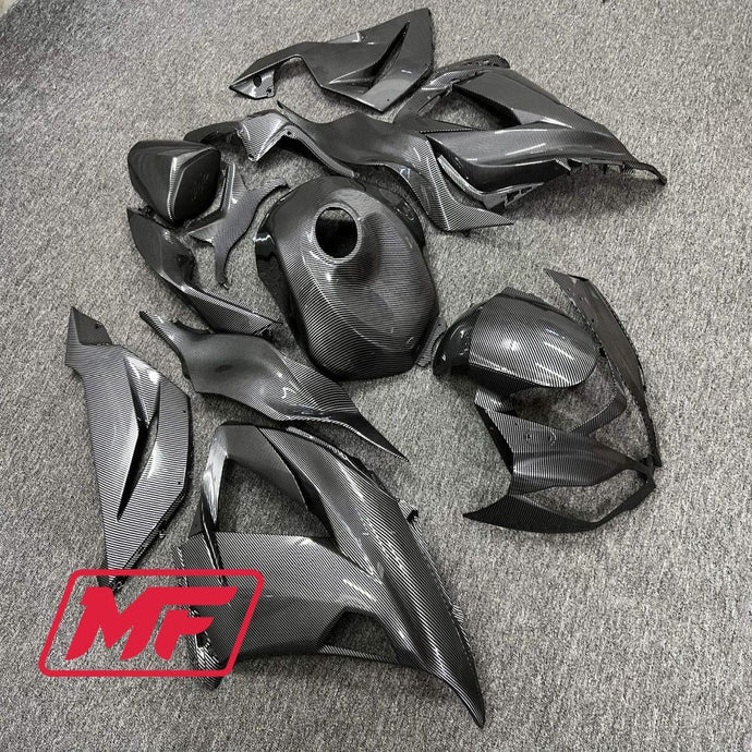 Monster Fairings Full Kit Kawasaki ZX-6R 13-18 Carbon Fiber Style + Windshield + Gas Tank Cover