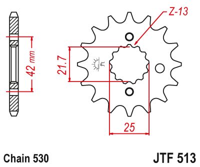 Load image into Gallery viewer, JT Sprockets Front Steel Countershaft Sprocket 15 Tooth 15T 530 Chain JTF513.15
