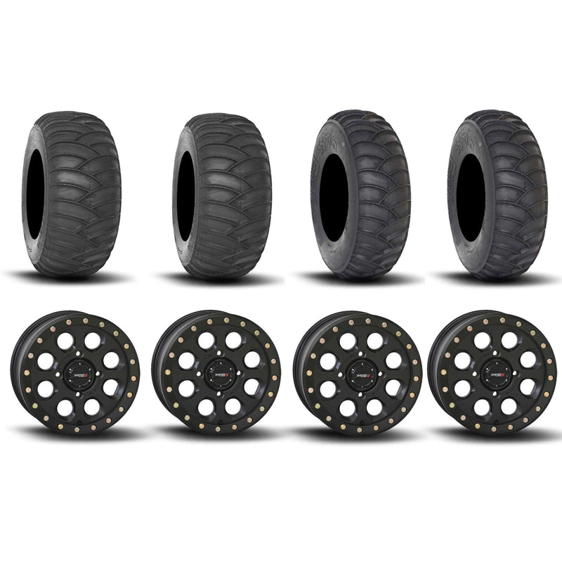 Load image into Gallery viewer, System 3 SB-7 Beadlock Matte Black 15&quot; Wheels And SS360 Sand/Snow Tires [32x10-15] ,[32x12-15]
