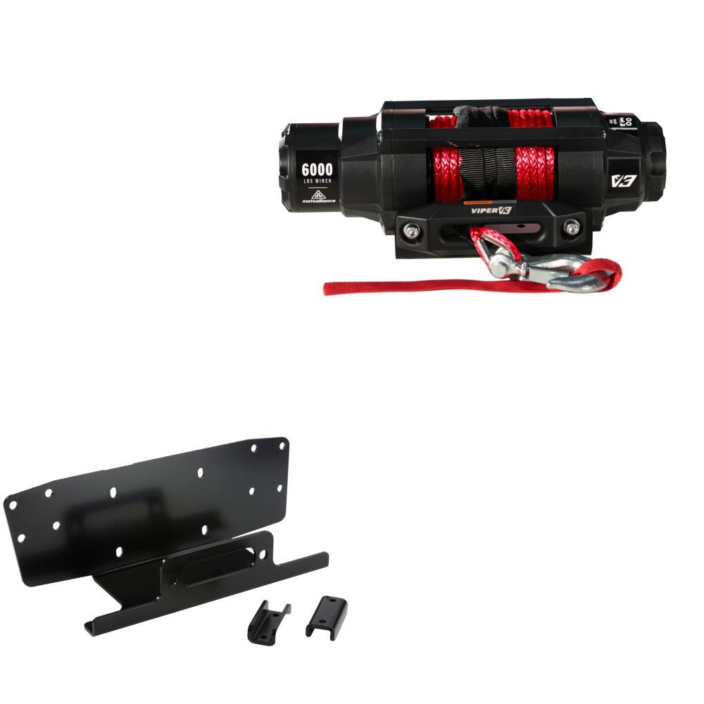 Viper 6000lbs V3 Winch Red Rope With Mount For Honda Pioneer 500 2015-2021