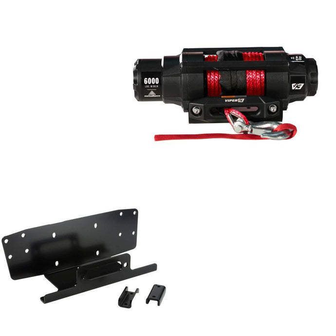 Viper 6000lbs V3 Winch Red Rope With Mount For Honda Pioneer 500 2015-2021