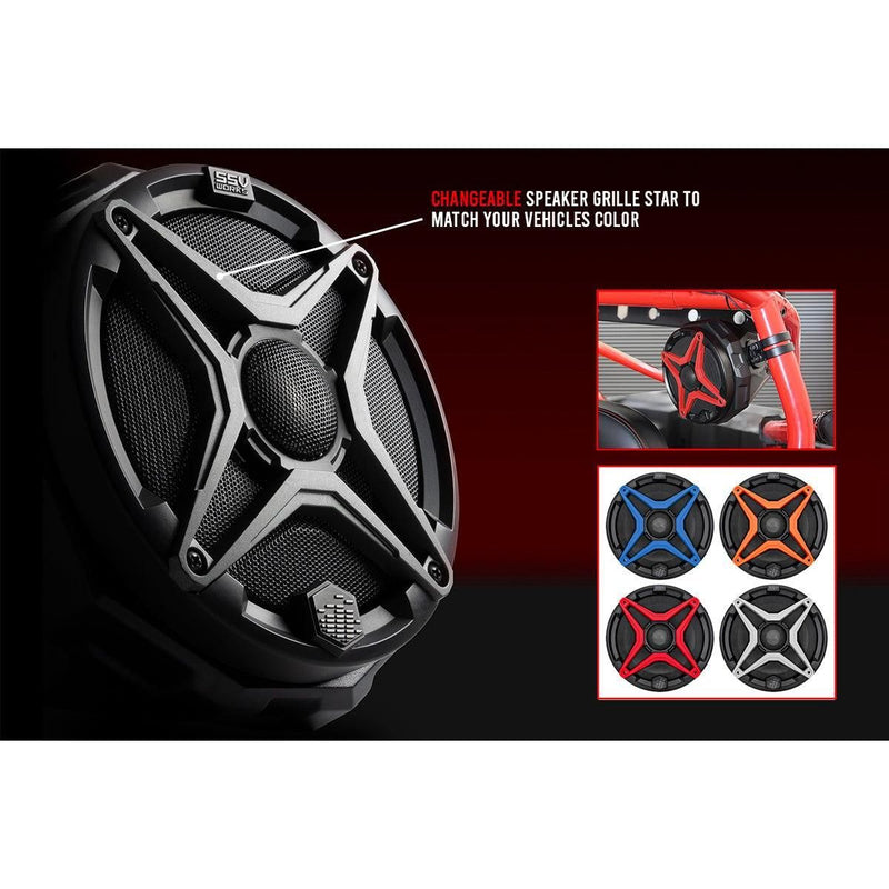 Load image into Gallery viewer, SSV Works Front Kick 6.5&quot; Speaker Pods With Grey Grilles For Kawasaki KRF1000 20-22
