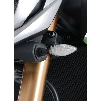 R&G Racing Black Front Indicator Adapter Kit For 2014-2017 Kawasaki Ninja 250SL
