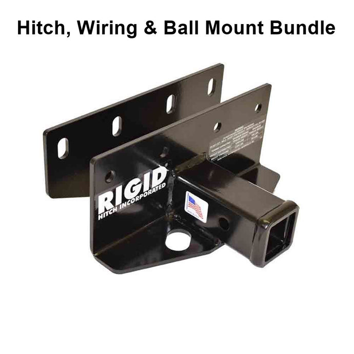 Rigid Hitch (R3-0162) Class III 2 Inch Receiver Trailer Hitch Bundle - Includes Ball Mount and Custom Wiring Harness fits - 2018-2026 Jeep JL Wrangler