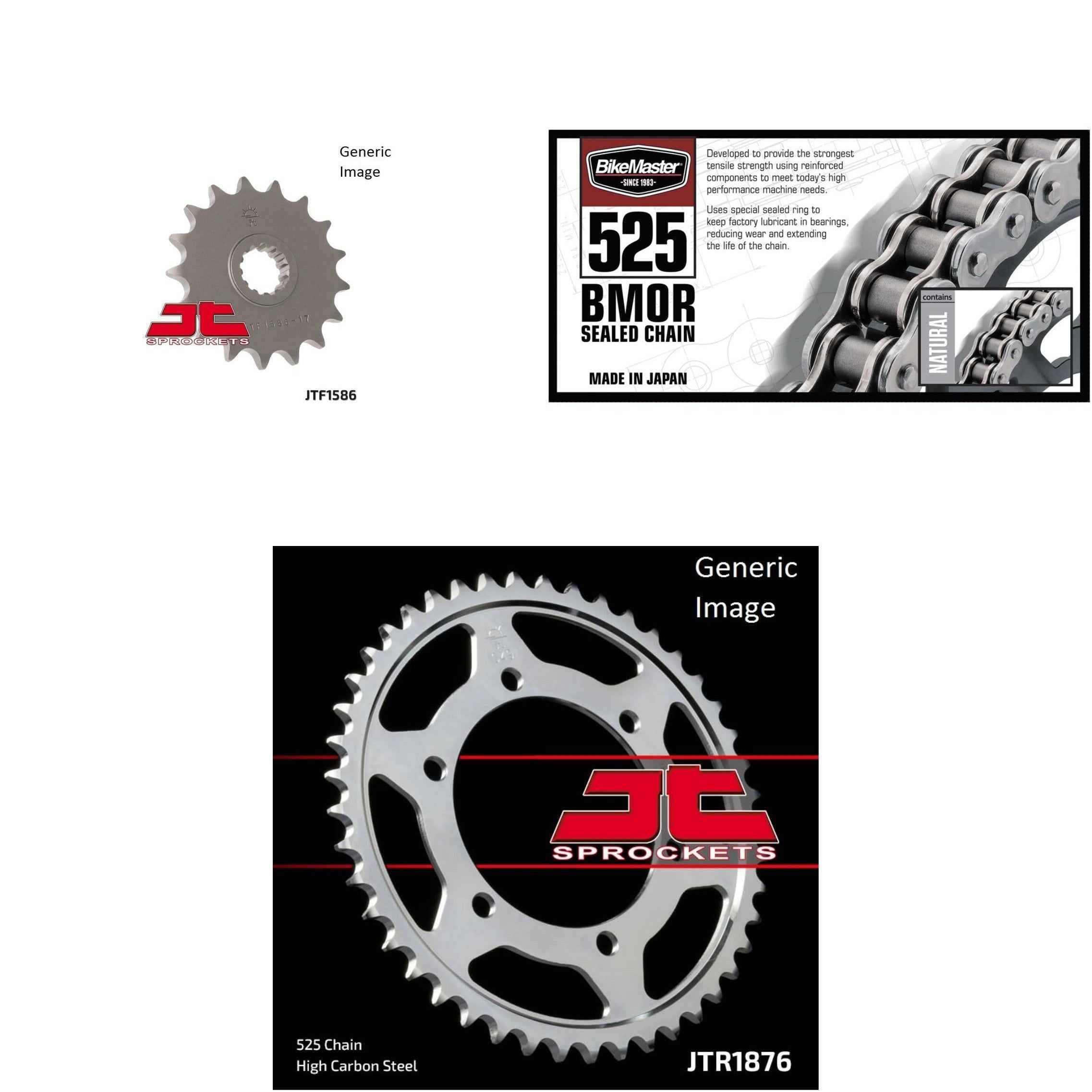 525 BMOR Chain Natural, Front & Rear Sprocket Kit for YAMAHA YZF-R6 2006-2016