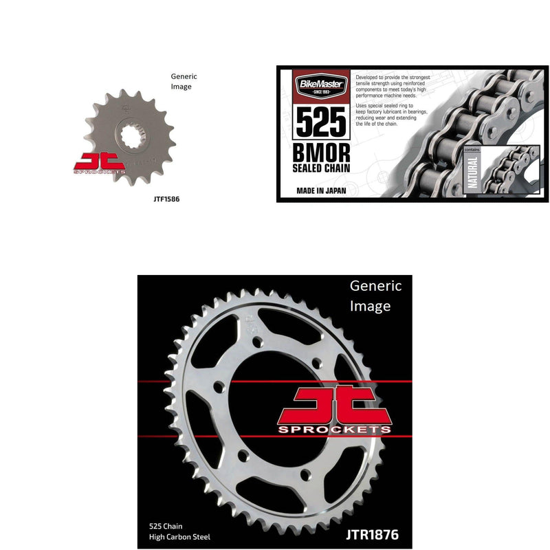 Load image into Gallery viewer, 525 BMOR Chain Natural, Front &amp; Rear Sprocket Kit for YAMAHA YZF-R6 2006-2016
