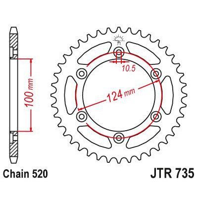 Load image into Gallery viewer, JT Sprockets Rear Steel Sprocket 44 Tooth 44T 520 Chain JTR735.44
