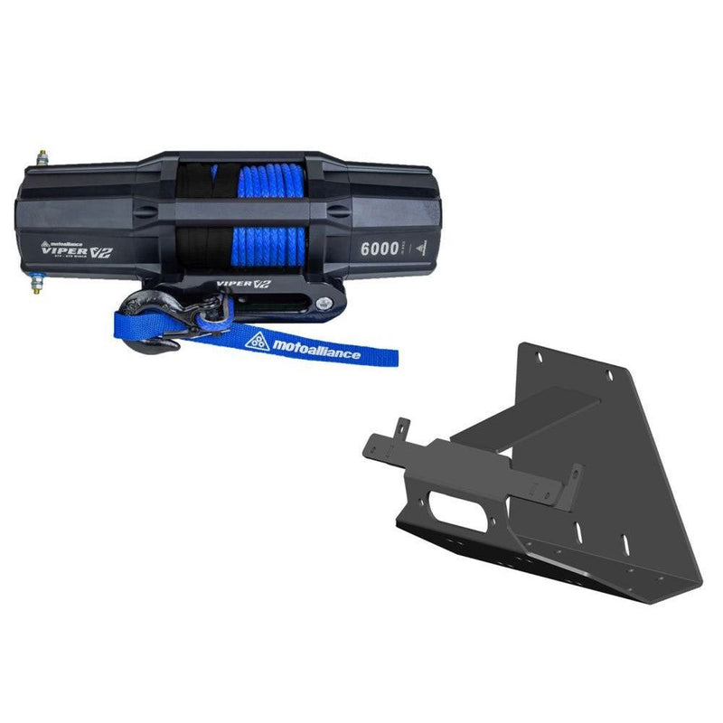 Load image into Gallery viewer, Viper V2 UTV Winch Kit 6000 lb Wide Spool With 60 Feet Blue Synthetic Rope With Mount For Can-Am Maverick X3 2017-2021
