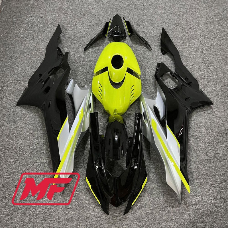 Load image into Gallery viewer, Monster Fairings Full Kit Yamaha R6 17-22 Black Silver Yellow + Windshield + Gas Tank Cover
