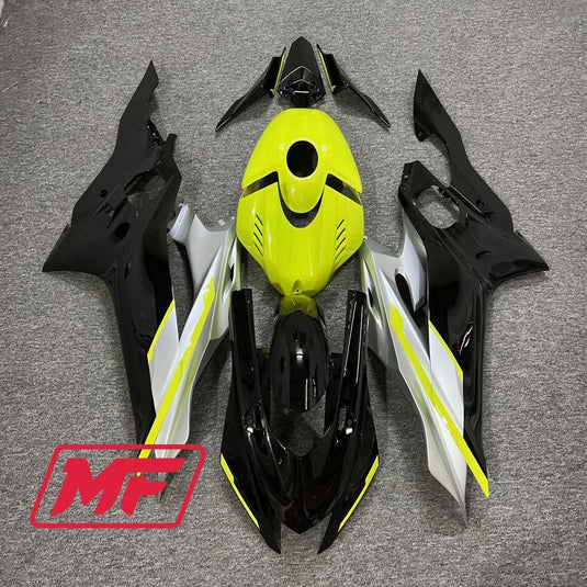 Monster Fairings Full Kit Yamaha R6 17-22 Black Silver Yellow + Windshield + Gas Tank Cover