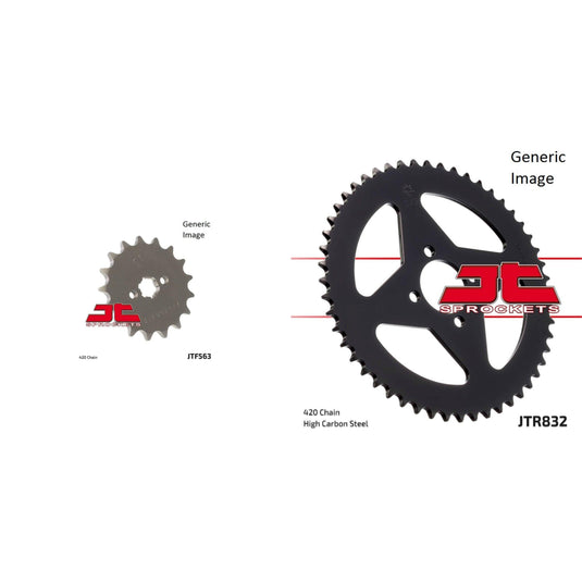 JT SPROCKETS Front and Rear Steel Sprocket Kit for OffRoad YAMAHA MX80 1980-1982