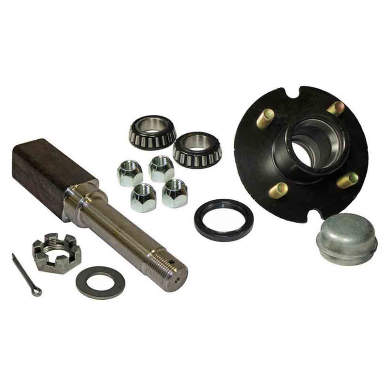 Load image into Gallery viewer, Single - 4-Bolt on 4 Inch Hub Assembly with Square Shaft 1-1/16 Inch Straight Spindle &amp; Bearings
