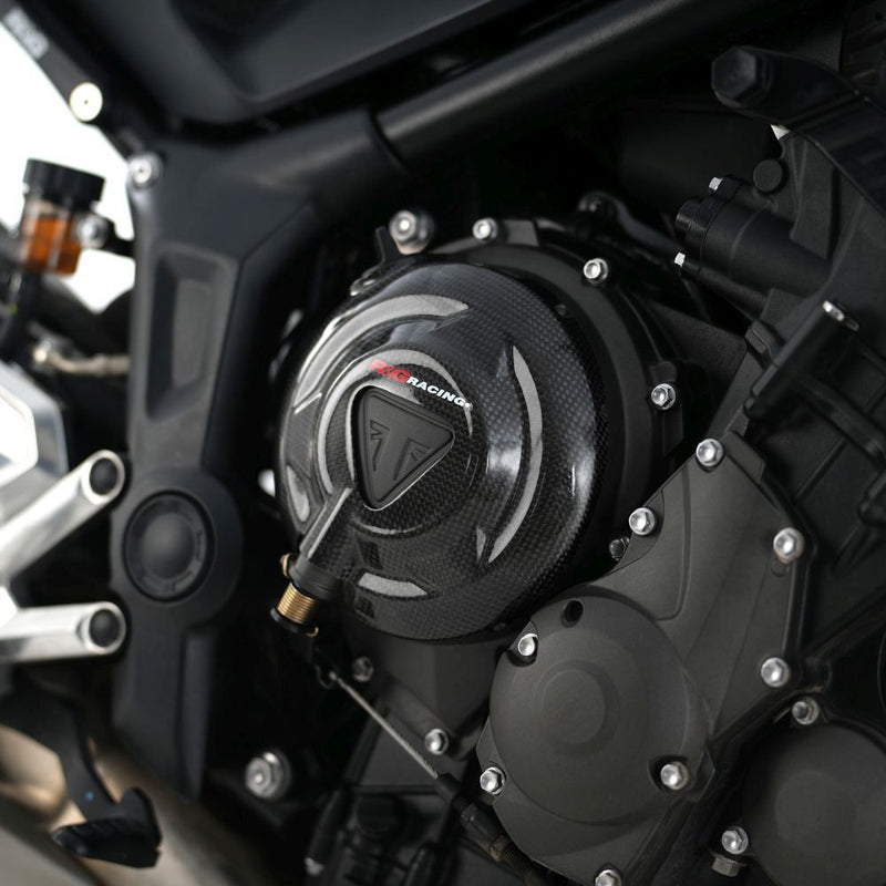 Load image into Gallery viewer, R&amp;G Racing Carbon Fibre Engine Case Sliders RHS For 2024-2024 Triumph Daytona 660
