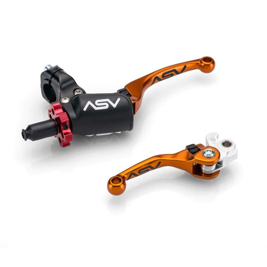 ASV Orange F4 Quad Model Shorty Clutch + Brake Lever Pro Pack For Kawasaki KFX450R 2008-2014