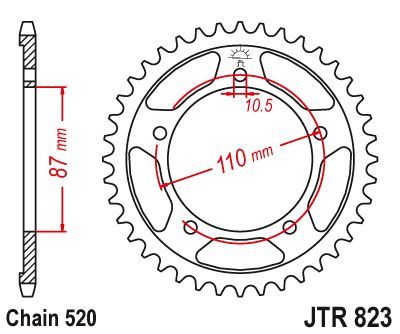 JT Sprockets Rear Steel Sprocket 39 Tooth 39T 520 Chain JTR823.39
